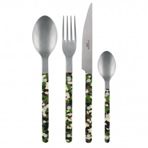 Bistrot Vintage Camouflage Green 4-Pc Setting (Dinner Knife, Dinner Fork, Soup Spoon, Teaspoon)