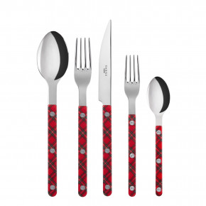 Bistrot Tartan Red 5-Pc Setting (Dinner Knife, Dinner Fork, Soup Spoon, Salad Fork, Teaspoon)