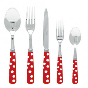 White Dots Red Flatware