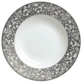 Salamanque Platinum White French Rim Soup Plate Round 9.1 in.