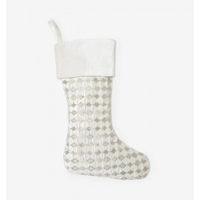 Lucido Beaded Harlequin Stocking Ivory/Silver