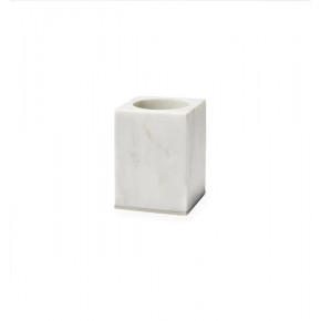 Pietra Marble Toothbrush Holder 3x3x4 White/Silver