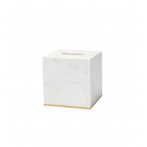Pietra Marble Tissue Holder 6x6x6 White/Gold