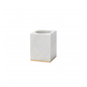 Pietra Marble Toothbrush Holder 3x3x4 White/Gold