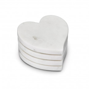 Marble Heart Coasters , Set Of 4 - White