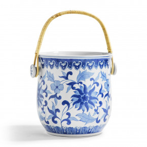 Canton Collection Basket with Woven Cane Handle Porcelain/Cane