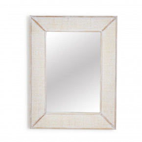 Biscayne Hand-Crafted Rattan Wall Mirror with Whitewash Finish Rattan/Glass