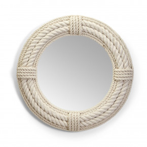 Coastal Reflections Rope Hand-Crafted Round Wall Mirror Cotton/Glass
