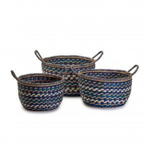Talamanca Set of 3 Hand-Crafted Baskets with Handles Includes 3 Sizes Seagrass