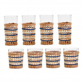 Santorini Chic 24 Pc Hand-Woven Lattice Drinking Glass Unit Includes 2 Styles: Double Old Fashioned Glass and Highball Glass Glass/Paper Yarn