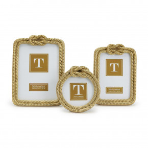 Golden Threads Set of 3 Top Knot Rope Photo Frame Includes 3 Sizes: 4" Dia., 4x6 and 5x7 (stands vertically) Resin