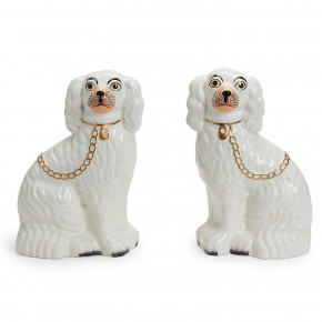 Set of 2 Staffordshire Dog Statues (left facing, right facing) Hand-Painted Ceramic