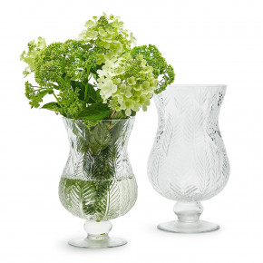 Set of 2 Fern Decorative Vase / Hurricane Glass