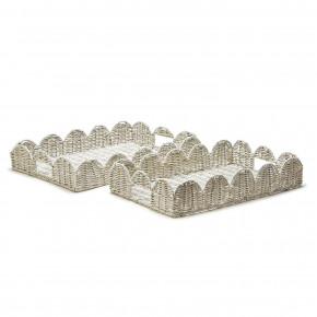 All Weather Wicker Rectangle Serving Trays, Set of 2