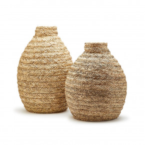 Basket Weave Bottle Shape Vases, Set of 2