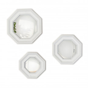 Octagon Set of 3 Convex Hanging Wall Mirrors Resin/Mirror