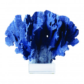 Mediterranean Blue Coral Sculpture with Glass Base - Resin/Glass