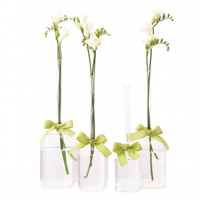 Sleek And Chic Set of 4 Jug Vases with Sage Green Ribbon Includes 4 Sizes Hand-Blown Glass