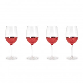 Red Hot Set of 4 Pc Faceted Wine Glasses Glass
