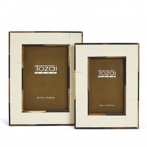 Milano Set of 2 Photo Frames with Horn inseam (4" x 6", 5" x 7") Horn/Resin/Glass