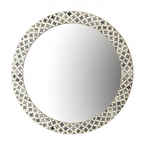 Slate Quatrefoil Round Wall Mirror Bone/Iron/Resin/Glass