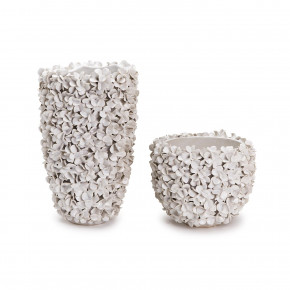 Hydrangea Set of Two White Planter/Vases