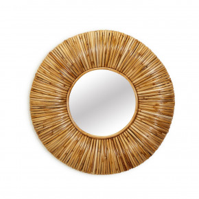 24" Eclipse Hand Woven Cane Wall Mirror Cane/ Glass