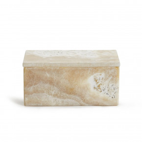 White Onyx Rectangle Covered Box (color variations/fissures are natural characteristics) Genuine White Onyx