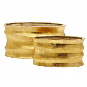 Golden Wave Set of 2 Planters Recycled Aluminum