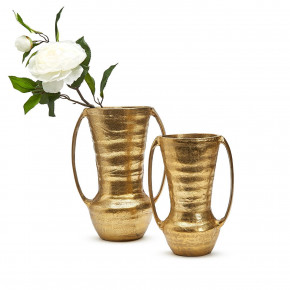 Set of 2 Marrakech Golden Handled Vase Hand Forged Recycled Aluminum