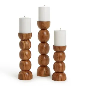 Set of Three Spheres Hand-Crafted Pillar Candleholder