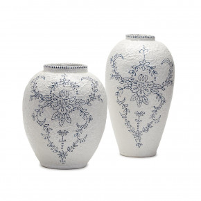 Mykonos Set of 2 Blue and White Vases (dry flowers only) Ecomix