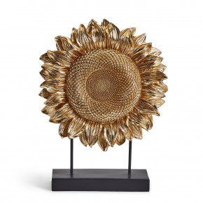 20" Golden Sunflower Sculpture on Base Resin/Metal/Wood