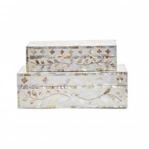 Mother of Pearl Tear Hinged Cover Box, Set of 2