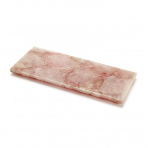 Rose Quartz Decorative Footed Tray Genuine Agate/Stainless Steel