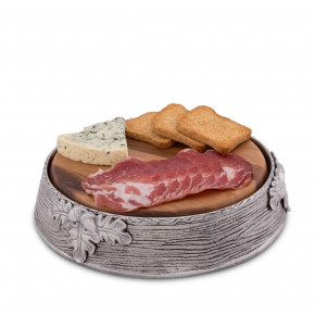 Acorn Oak Leaf Wood Cheese Pedestal 10 Inches