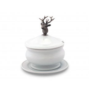 Lodge Style Elk Bust Porcelain Lidded Bowl