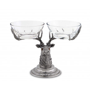 Lodge Style Stag Head Double Condiment Bowl