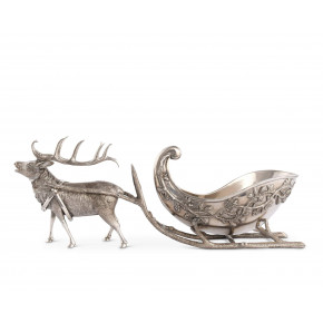 Lodge Style Pewter Reindeer Sleigh Centerpiece
