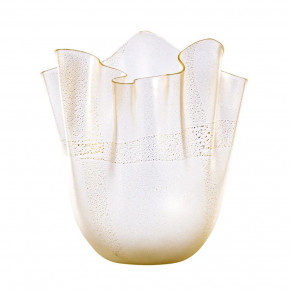 Frozen Gold Leaf/Crystal Sandblasted Vase