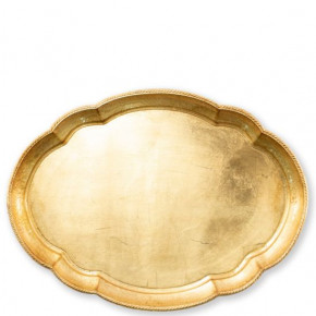 Florentine Wooden Accessories Gold Large Oval Tray 21.75"L, 16"W