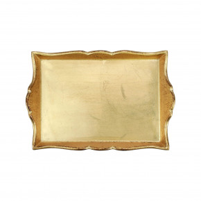 Florentine Wooden Accessories Gold Handled Small Rectangular Tray 15.25"L, 10.5"W