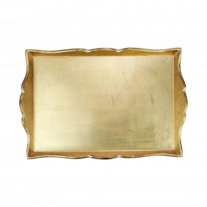 Florentine Wooden Accessories Gold Handled Medium Rectangular Tray 19"L, 12.75"W