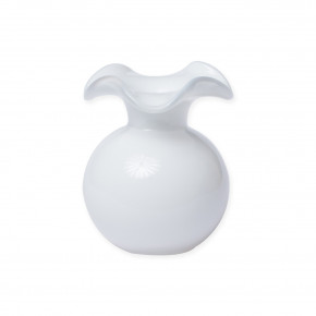 Hibiscus Glass White Bud Vase 5"D, 5.5"H