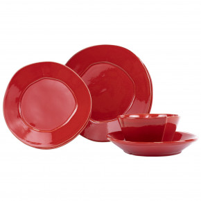 Lastra Red Four-Piece Place Setting 6"-10.5"D
