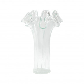 Onda Glass Clear w/ White Lines Short Vase 9.5"D, 12"H