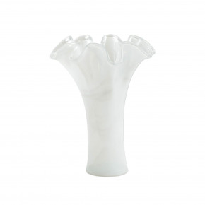 Onda Glass White Short Vase 9.5"D, 12"H