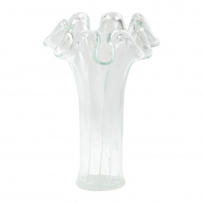 Onda Glass Clear w/ White Lines Tall Vase 10.5"D, 16.5"H