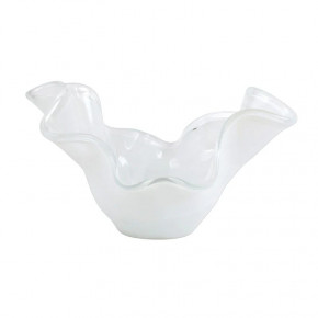 Onda Glass White Medium Bowl 12"L, 9"W, 7.5"H