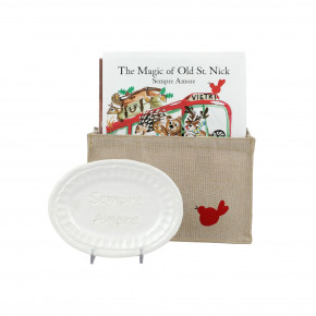 Old St. Nick The Magic of Old St. Nick: Sempre Amore Gift Set Book: 9"W, 10.5"H Plate: 7"L, 5"W